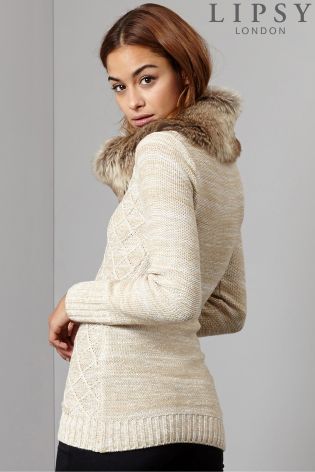 Lipsy Fur Collar Jumper